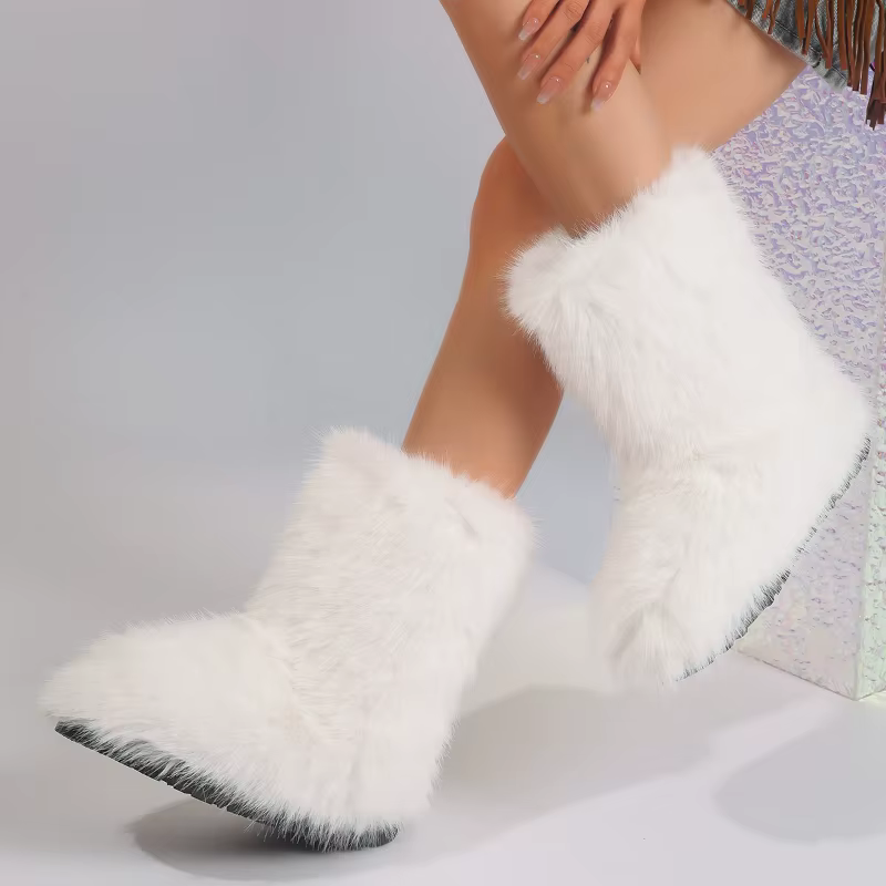 Mode tempérament femme chaussures 2025 hiver nouvel article femmes bout rond bottes de neige confort à semelles souples femmes bottines Zapatos