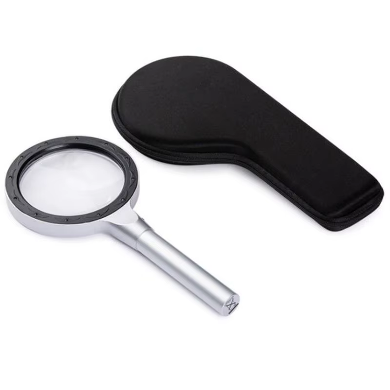 Loupe éclairée avec lumière, loupe 12 gibles, grossissement 10X 20X, poignée en métal, déterminer la loupe