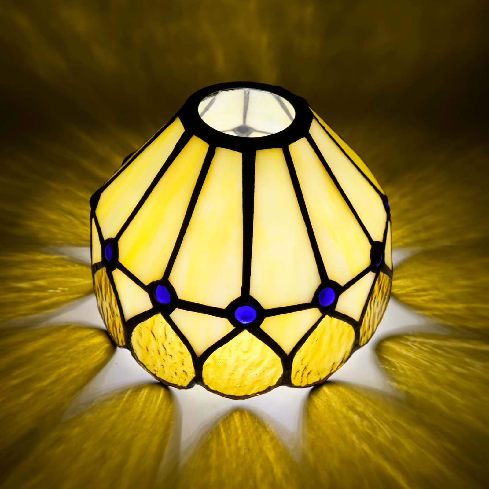 Abat-jour en verre coloré style Tiffany, abat-jour de remplacement pour lustre à branches, abat-jour de lampe murale, diamètre 6 pouces, jaune