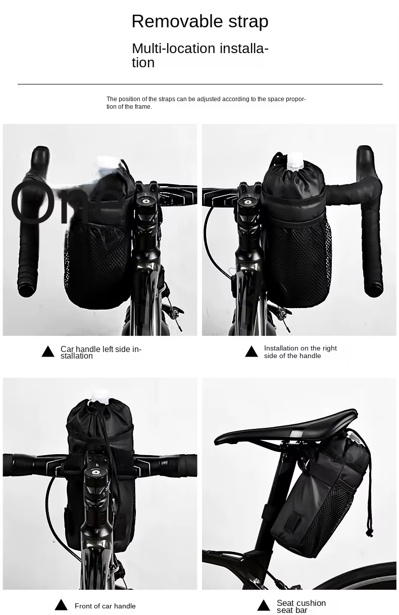 Sac de vélo porte-bouteille de vélo tige de guidon sac thermique avec poche en maille porte-gobelets à café sac de transport de bouteille d'eau de cyclisme