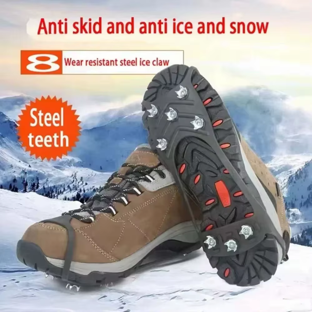 8 dents pince à glace Spike pour chaussures hiver extérieur anti-dérapant randonnée escalade
