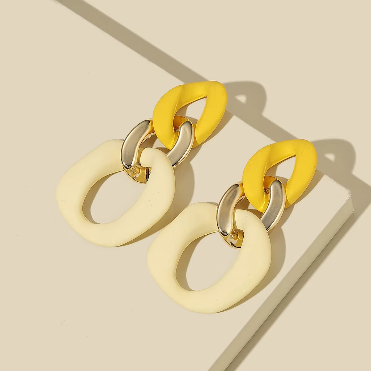 Boucles d'oreilles jaunes pour femmes, bijoux bohème, mode Boho, Style tendance, pendantes, grands bijoux, accessoires géométriques