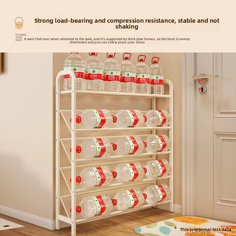 Étagère à chaussures en acier, porte de ménage, rangement simple, gain de place, armoire à chaussures étroite multicouche en métal