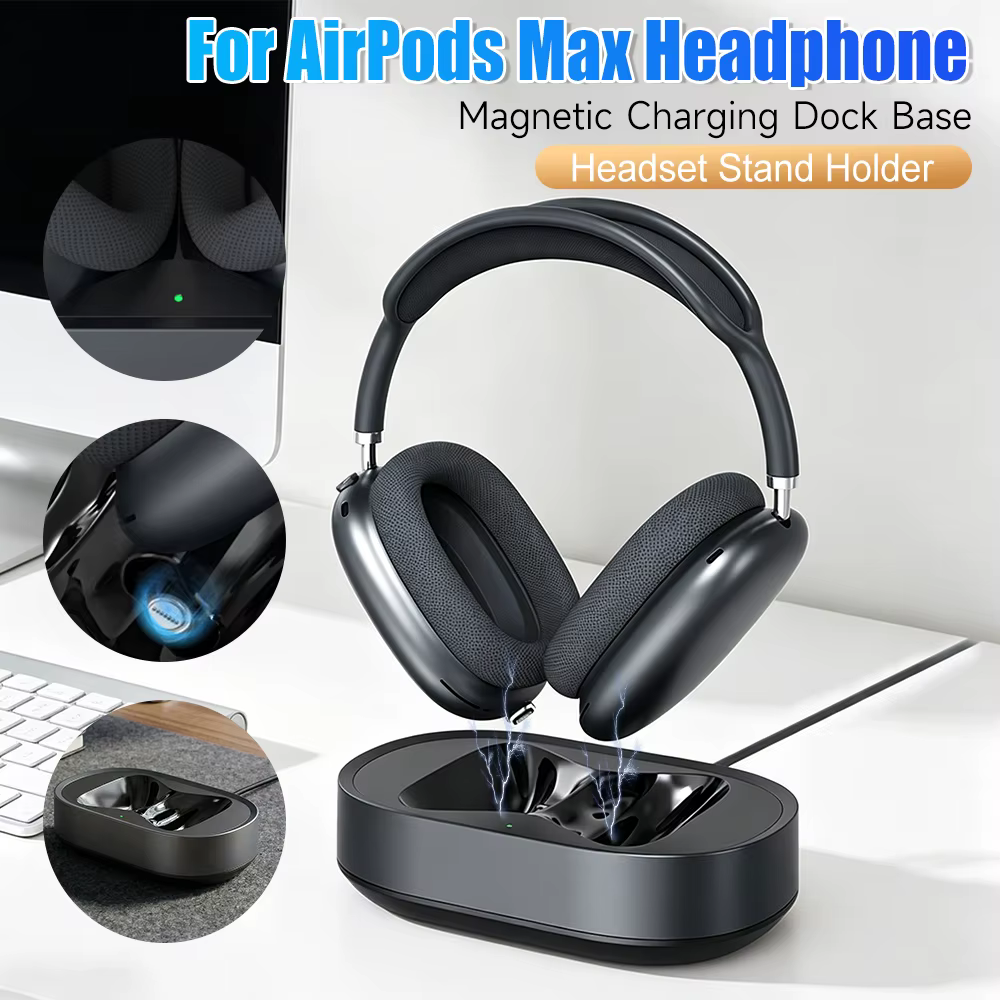 Support de charge pour écouteurs compatible avec AirPods Max, station de charge USB-C pour casque avec double connecteur, accessoires pour écouteurs