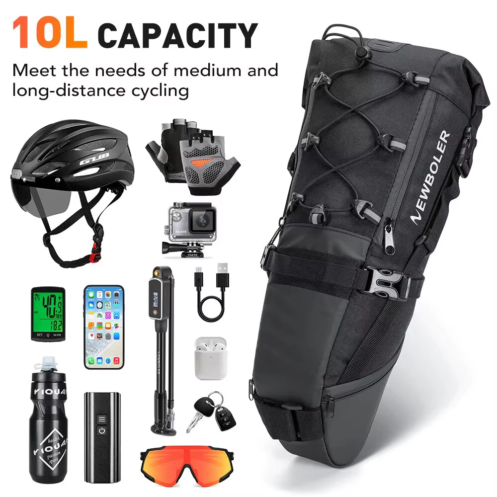 NEWBOLER sac de vélo étanche 10L grande capacité sac de selle