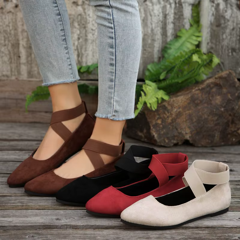 Chaussures pour femmes ballerines chaussures dames sandales sangle cheville ceinture élastique mignon ballerine dames chaussures plates élégantes pour les femmes