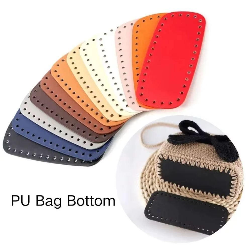 Bricolage PU cuir Crochet sac bas ovale avec trous Long sac bas faisant des sacs sac à main tricoté sac Base