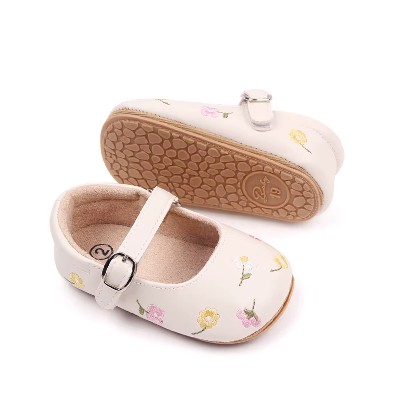 Mocassins mignons en cuir PU avec nœud papillon pour bébé fille