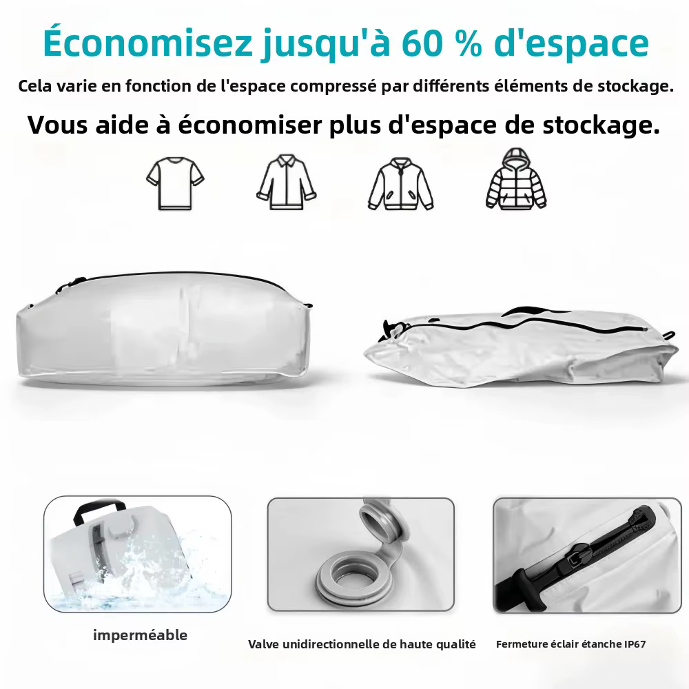 Sac Sous Vide Compression pour Vêtements Voyage Valise