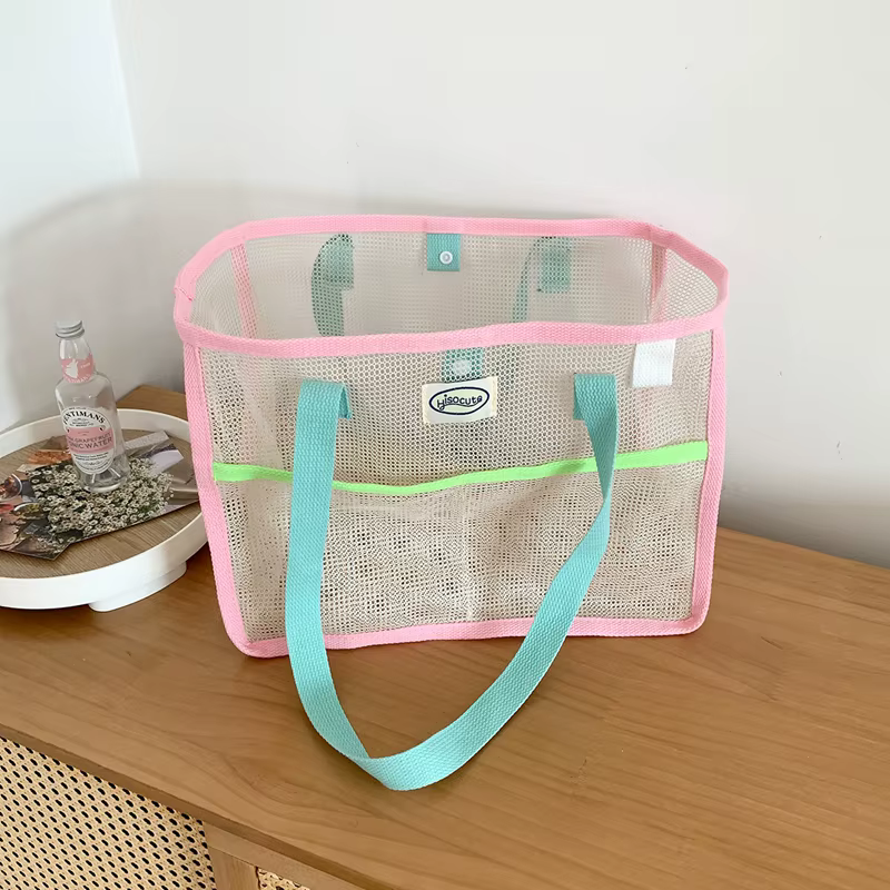 Sac à main d'été en maille transparente respirante pour femmes, sac à main de douche de plage en plein air, sacs de plage de grande capacité, fourre-tout de natation Portable