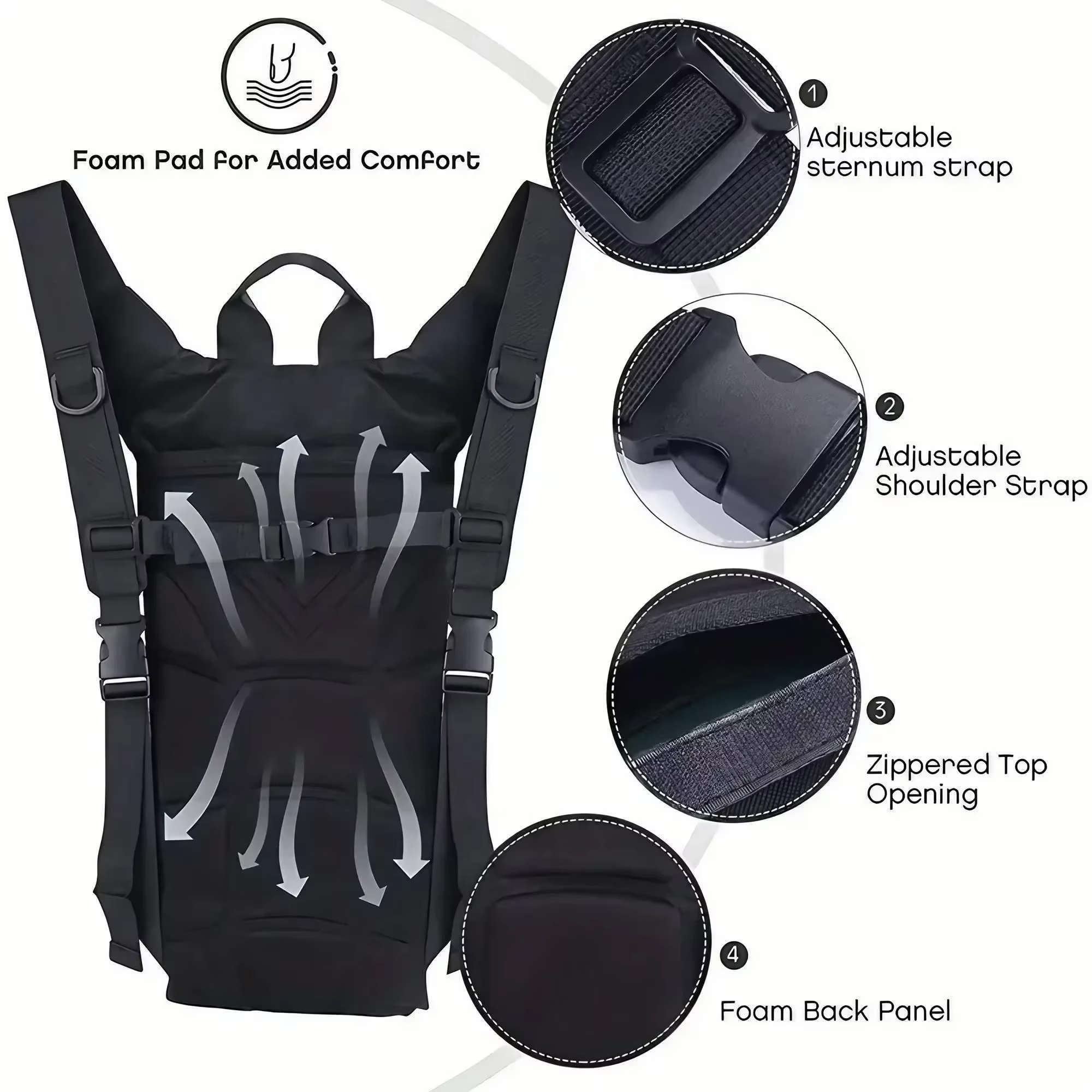 Sac à dos tactique avec poche à eau 3L
