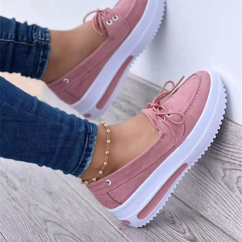 Baskets à Semelle Compensée pour Femme, Chaussures Plates à Enfiler, Basses en Toile pour Bol, Semelle Optique Respirante et Décontractée, 03