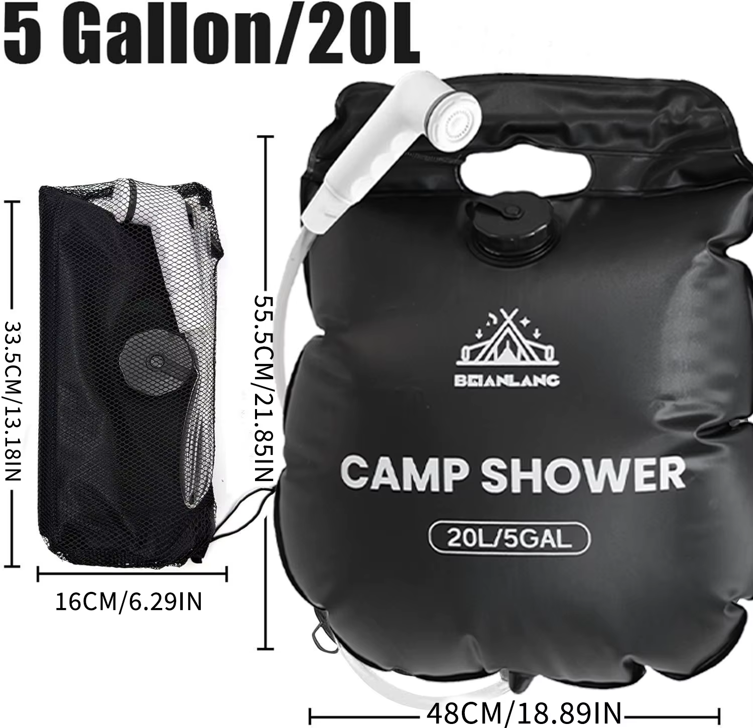 Sac de douche solaire 20L/5.3 Gallons