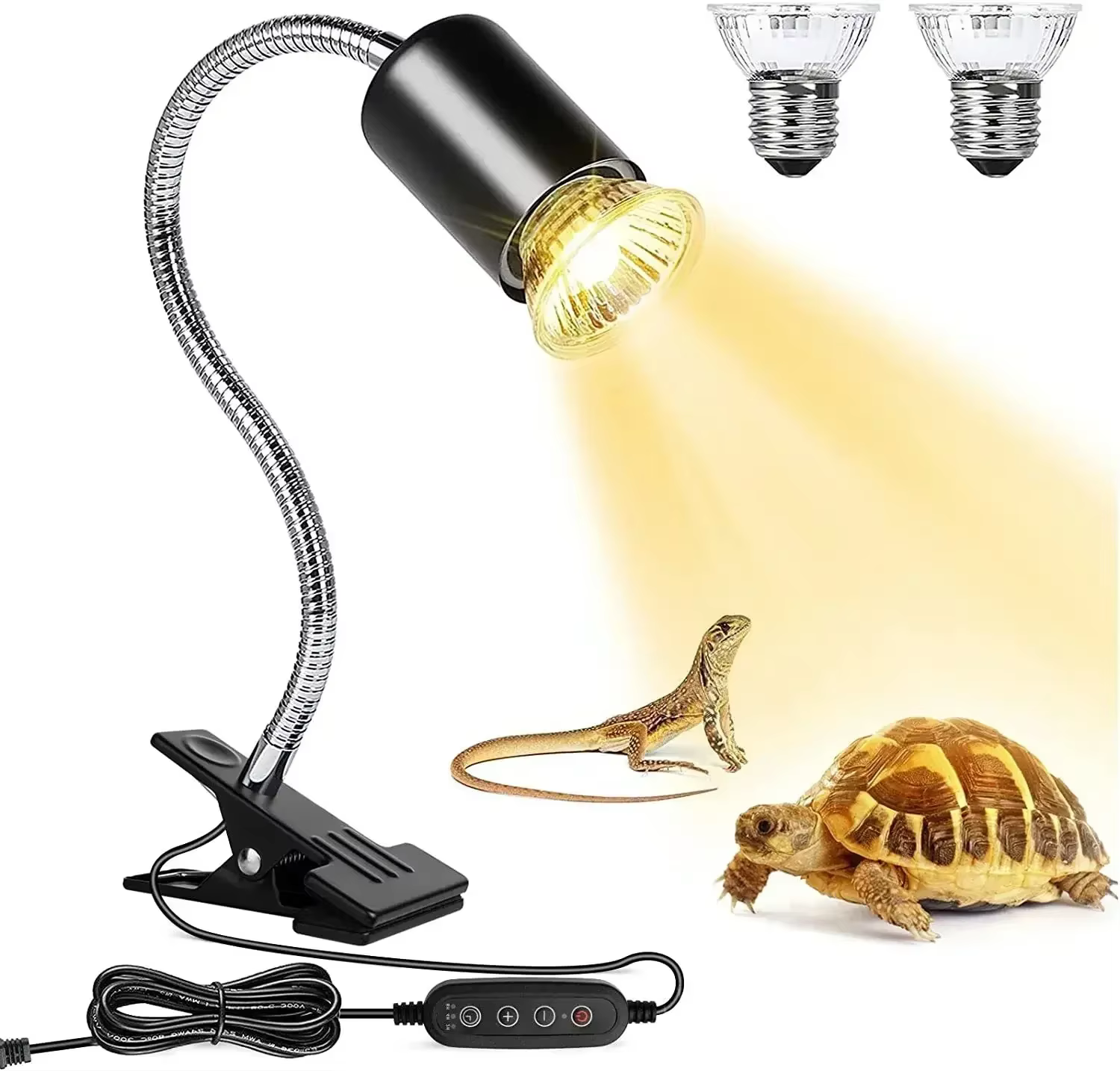 Ampoule halogène 50W incluse lampe chauffante pour reptiles lampes chauffantes réglables pour réservoir d'aquarium à col de cygne pour Terrarium de serpent de lézard de tortue
