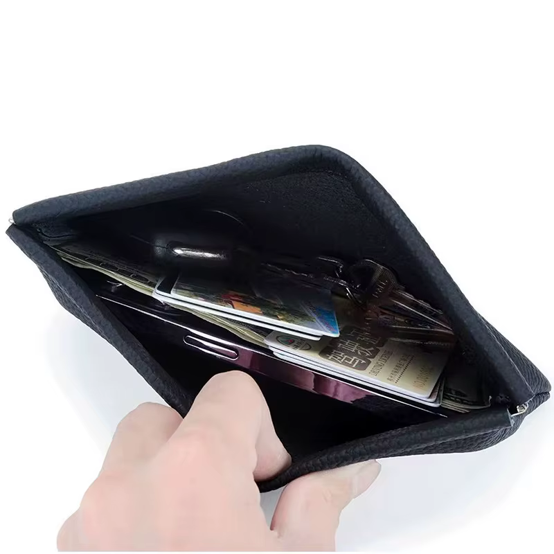 Pochette Homme en Cuir Véritable Personnalisable avec Lettres, Portefeuille Organisateur Multifonctionnel, Sac à Main Femme, Sac Téléphone Grand Format