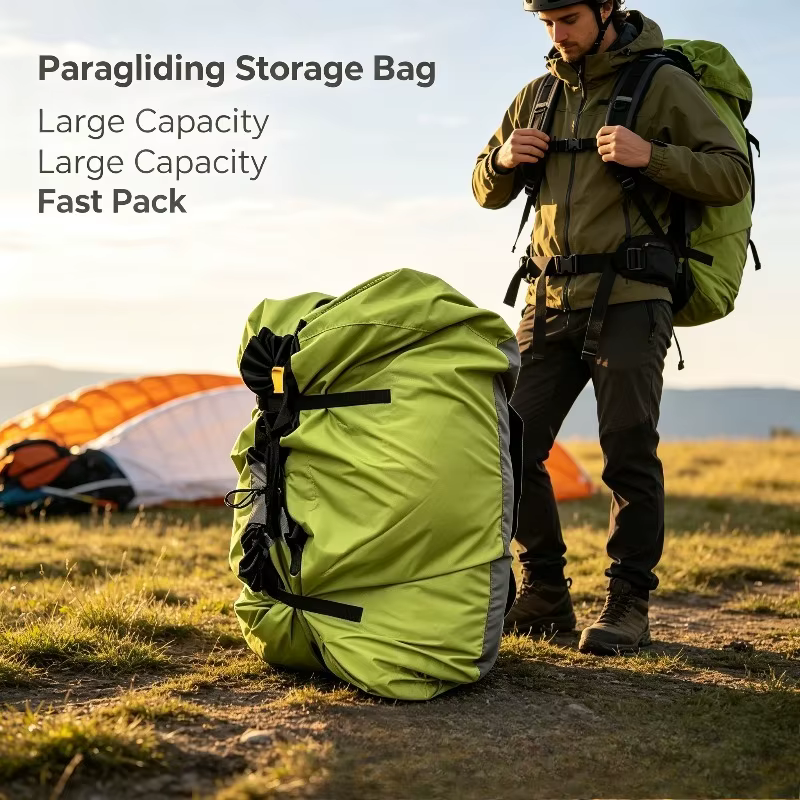 Sac de rangement pour parapente, grand sac à dos à double épaule pour le transport rapide, organisateur pour équipement de parapente en extérieur