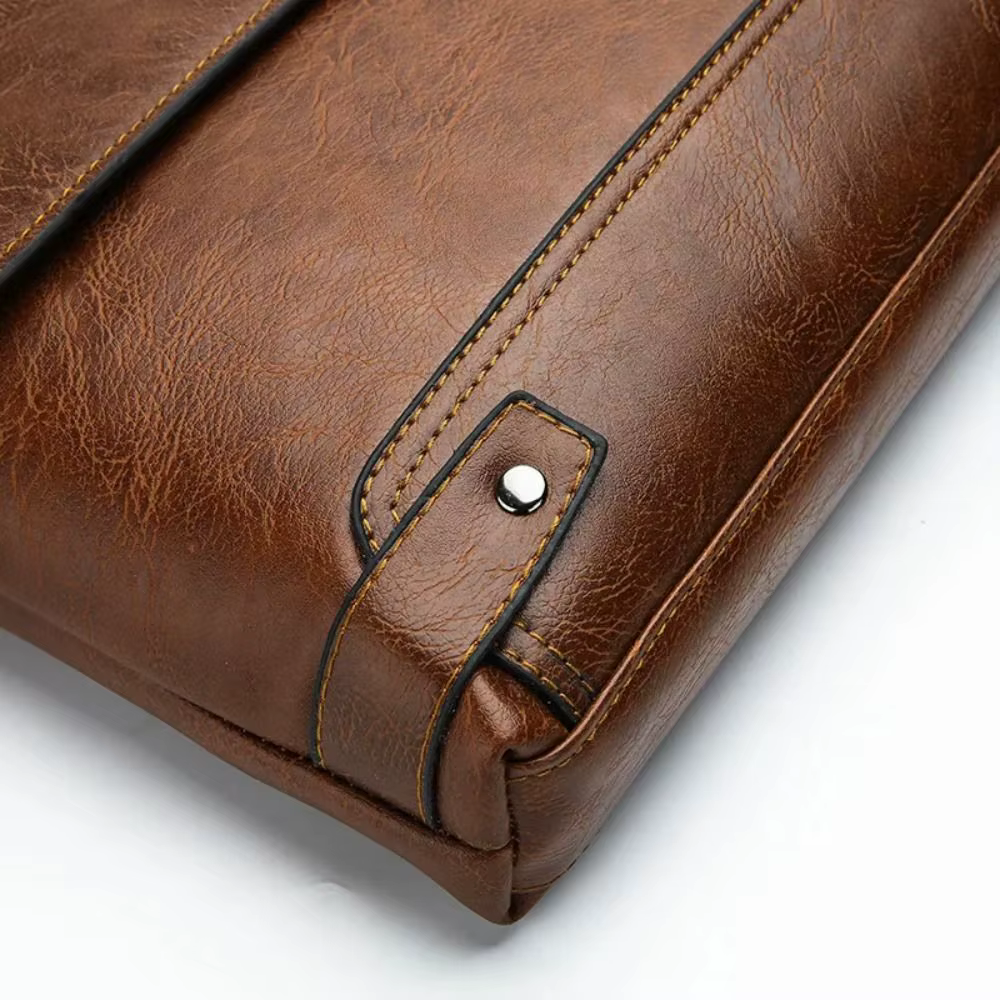 Porte-documents pour hommes en cuir PU fourre-tout Boston pour ordinateur portable épaule exécutif travail d'affaires messager bandoulière côté sac de créateur