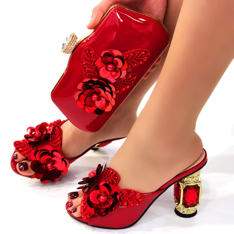 Doershow – chaussures italiennes avec sacs assortis, ensemble de chaussures et sacs de fête pour femmes africaines, couleur noire SZX1-4