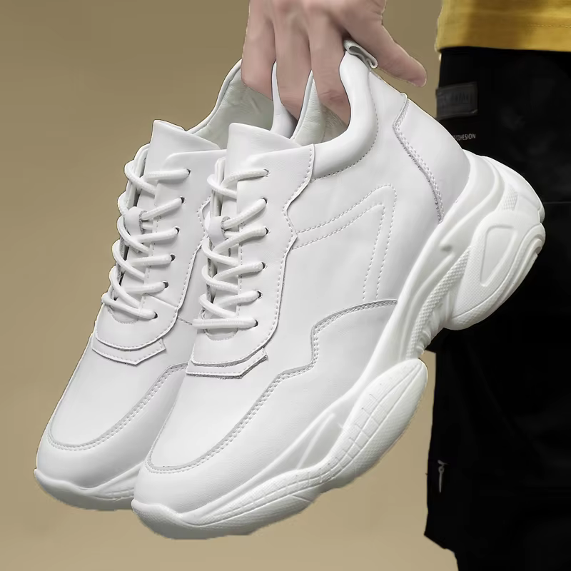 Chaussures rehaussantes pour hommes, semelle intérieure augmentée de 8cm, blanc, noir, grande taille 36-44