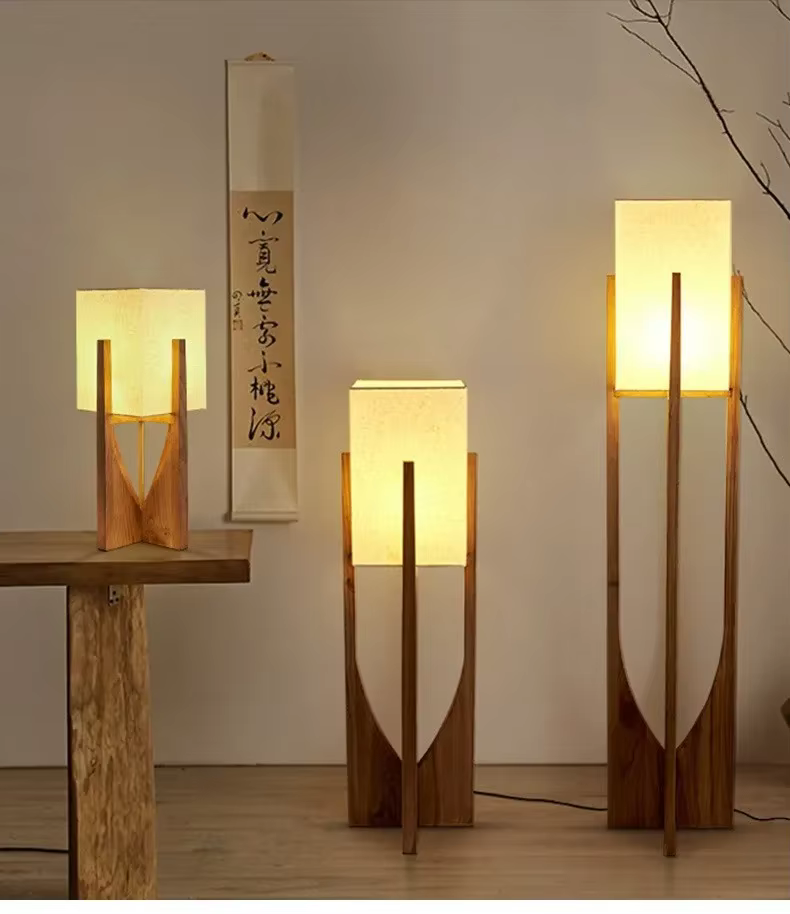 Lampadaire design nordique en bois massif pour chambre à coucher, chevet, salon, canapé, salon de thé, restaurant, hôtel, maison d'hôtes, luminaire Lofa