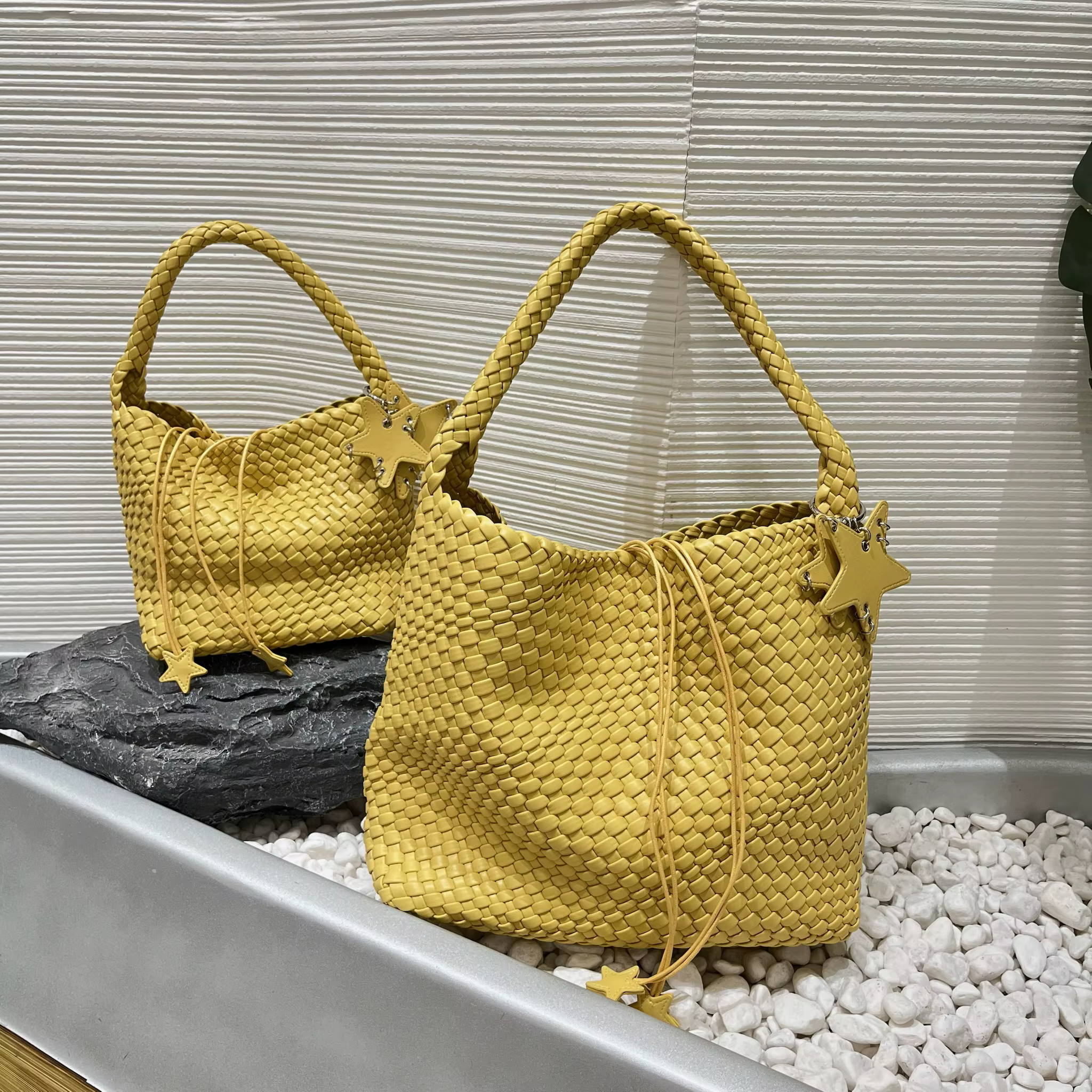 Sac à bandoulière seau série jaune pour femmes