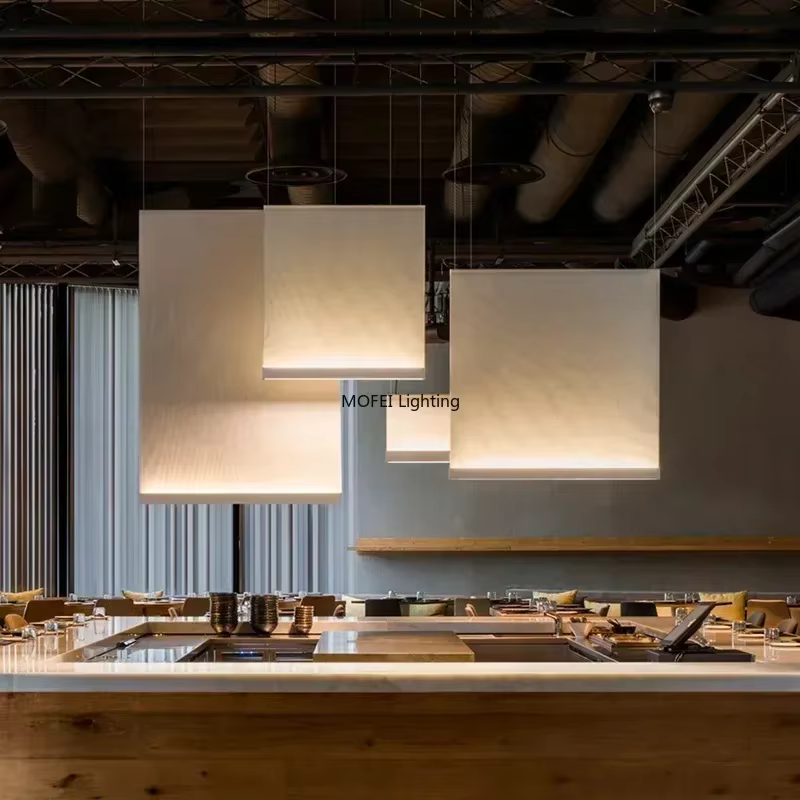 Tissu tricoté pendentif LED lumière nordique design minimalisme lustre salle à manger bureau décoration de la maison lampe suspendue élégante