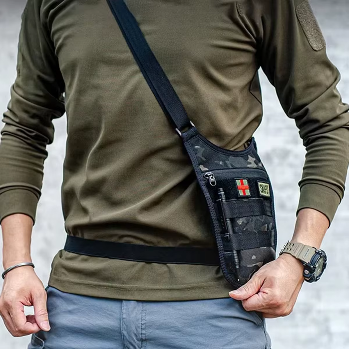 Sac à bandoulière tactique sous les bras pour hommes, Agent caché Molle, sacs à bandoulière de Combat, portefeuille de voyage en plein air, clé de téléphone, Pack antivol