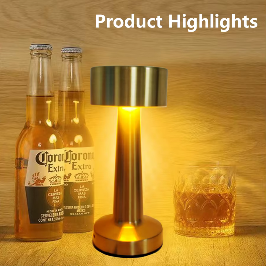 Lampe de Table Led Rechargeable rétro veilleuse bureau Bar café salle à manger décor à la maison sans fil 3 couleurs interrupteur tactile à intensité variable