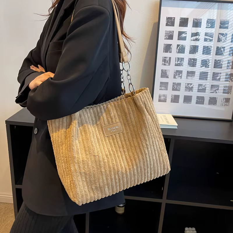 Sac à bandoulière en velours côtelé pour femmes