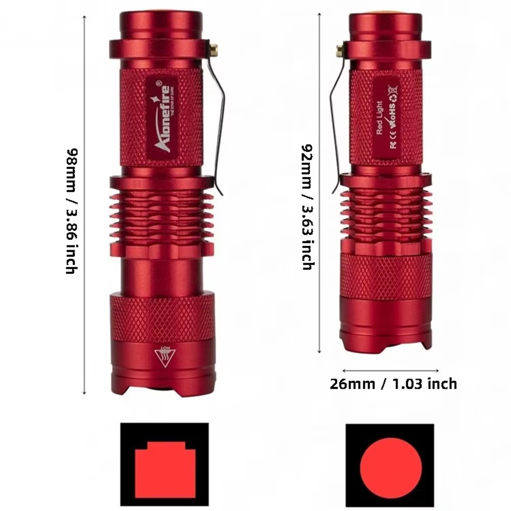 Lampe de poche à Zoom à lumière rouge