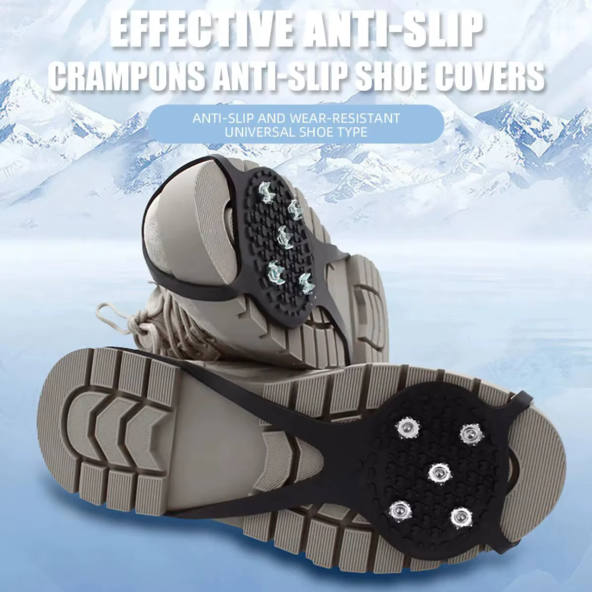 1 paire 5 goujons anti-dérapant glace neige Camping chaussures de marche bottes de sécurité d'hiver Crampons d'escalade professionnels universels