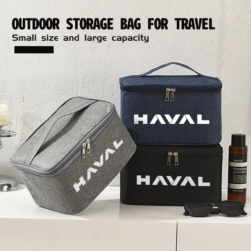 Trousse de Toilette Grande Capacité avec Logo Haval, Boîte de Rangement de Voyage, Accessoires Auto pour Haval Jolion H1 H2 H3 H4 H5 H6 H7 H8 H9 M6 F7x M4