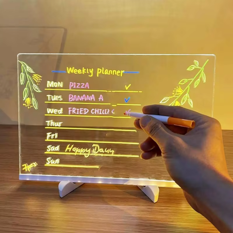 Lampe LED personnalisée, tableau de messages en acrylique, effaçable, USB, planche à dessin pour enfants, veilleuse de chambre à coucher, cadeau d'anniversaire pour enfants
