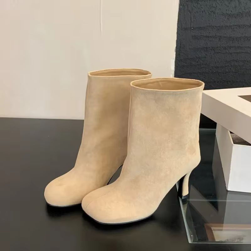 Femmes bottines haute qualité bout rond concis talons fins chaussures automne hiver Chelsea court Botas Mujer