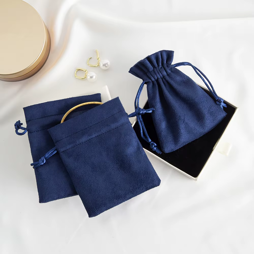 Sac Cadeau en Velours Bleu Marine