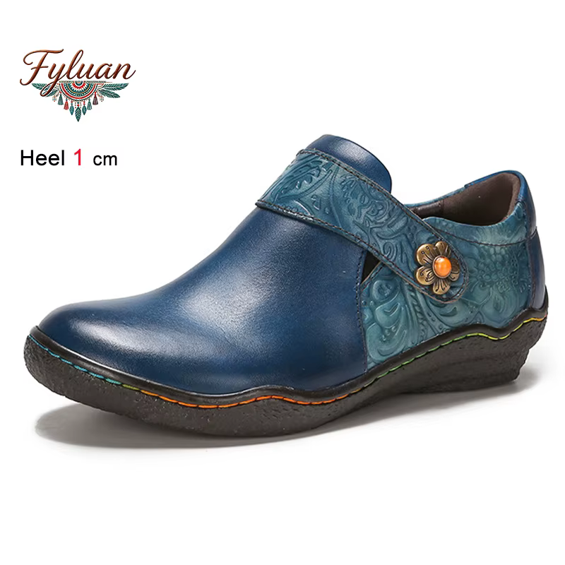 Chaussures plates pour femmes en cuir véritable