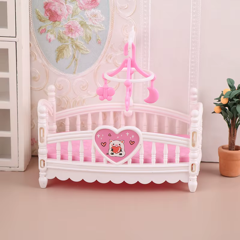 Maison de poupée Miniature 1:12, chambre de bébé, berceau, meubles de lit, modèle de décoration, jouet, accessoires pour maison de poupée