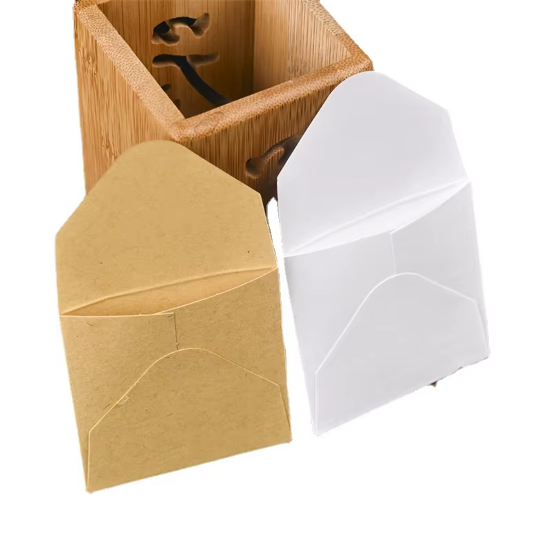 Sachet de thé en papier Kraft blanc, petit sac d'emballage de stockage de thé, sac d'emballage de thé scellé en papier Kraft, 1000 pièces/lot