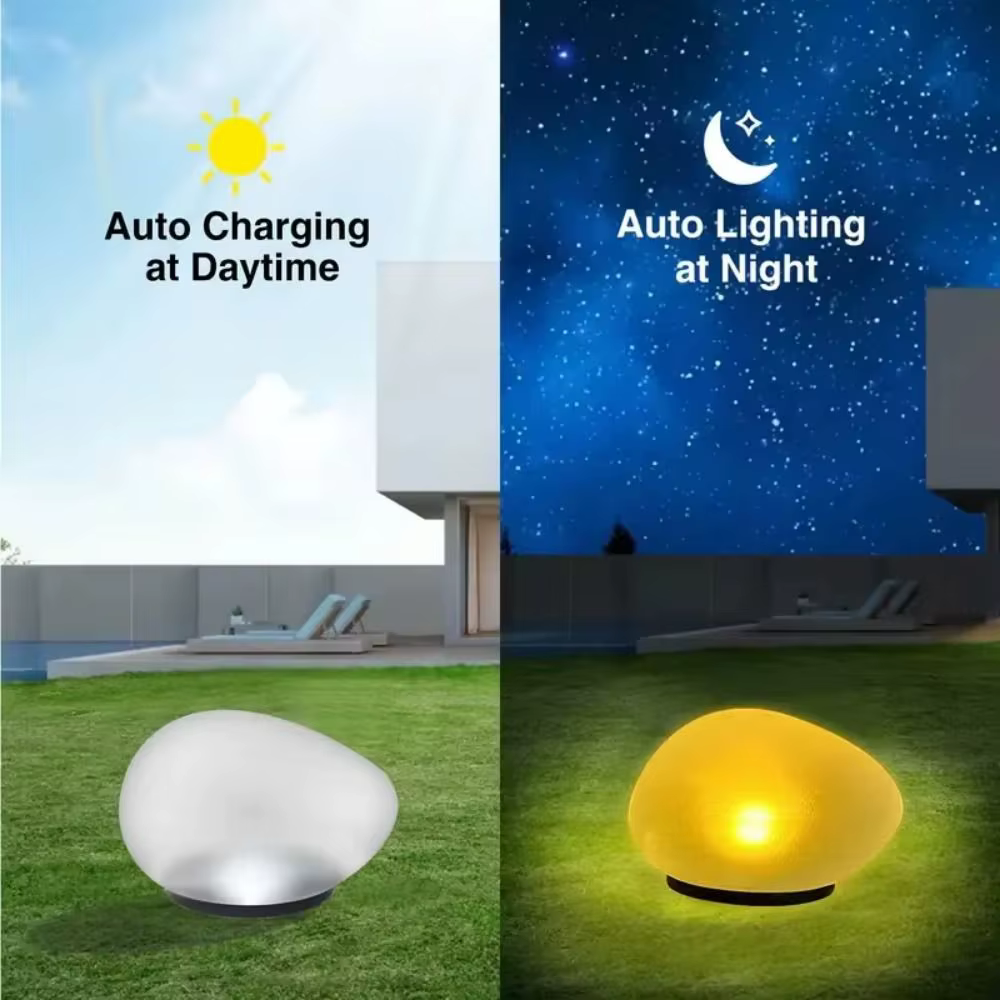 Lampe solaire au sol en verre dépoli