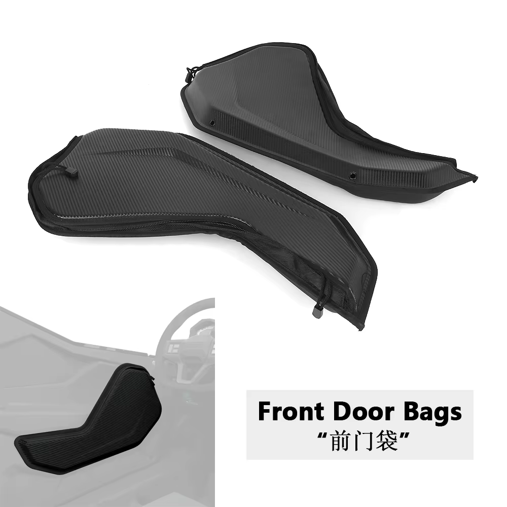 Nouveaux accessoires pour Polaris RZR XP 4 Pro S PRO R 4 UTV 2025 2026 : Sacs de rangement pour portes avant (passager et conducteur) en fibre de carbone noire
