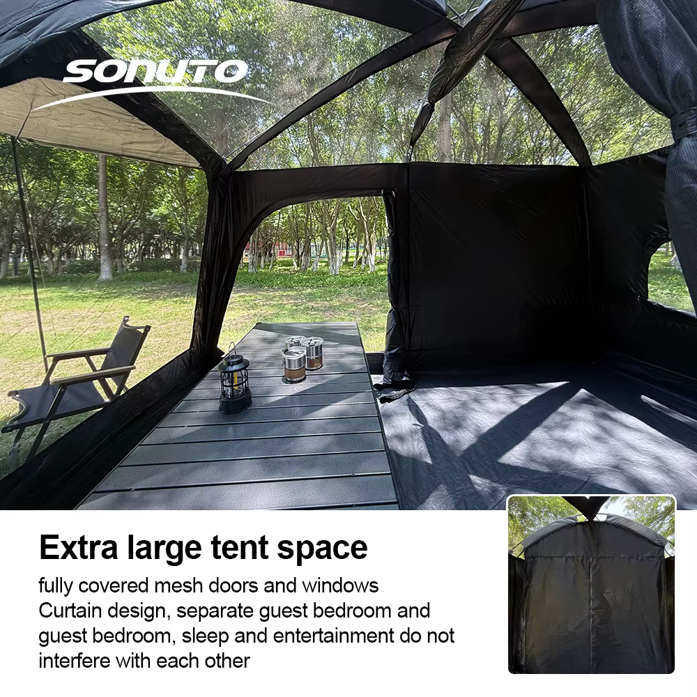 Tente familiale de Camping en plein air pour 3 à 12 personnes, Double couche surdimensionnée, 2 pièces, auvent épais et imperméable, équipement de tournée de camp familial