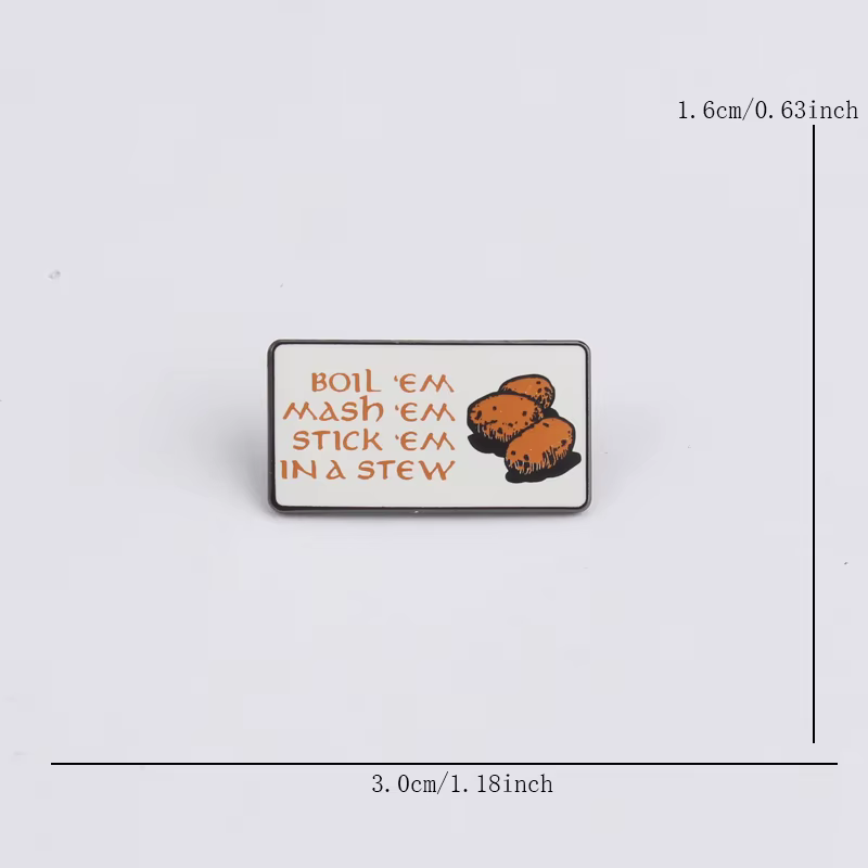 Broche purée de pommes de terre et mijotée Le Seigneur des Anneaux, accessoire de badge drôle.
