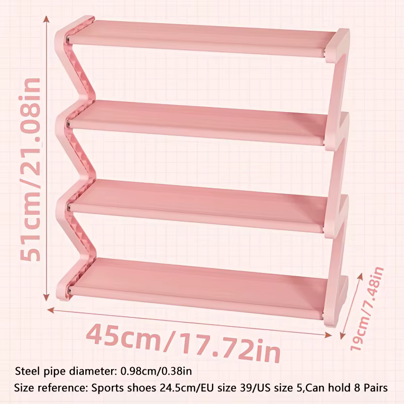Étagère à chaussures en forme de Z, robuste, gain de place, étroite, pour entrée, avec rangement multi-niveaux, adaptée à la maison, au dortoir, au magasin