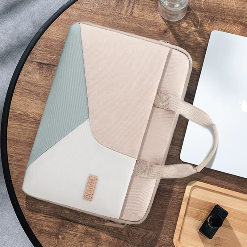 Sac d'ordinateur pour femme avec blocs de couleur, étui pour ordinateur portable de 13, 14 et 15,6 pouces, compatible avec Apple et Huawei