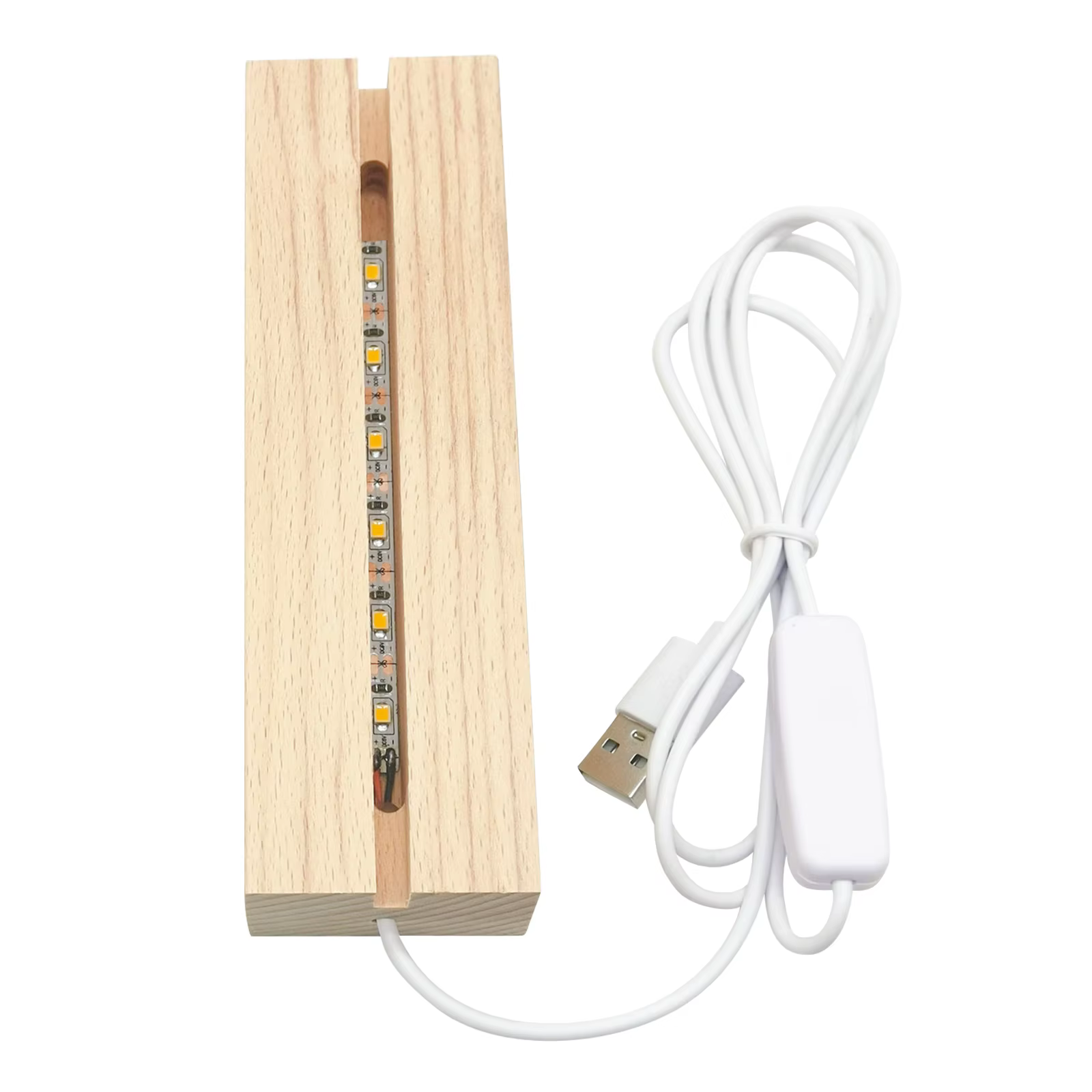 Présentoir LED rectangulaire en bois