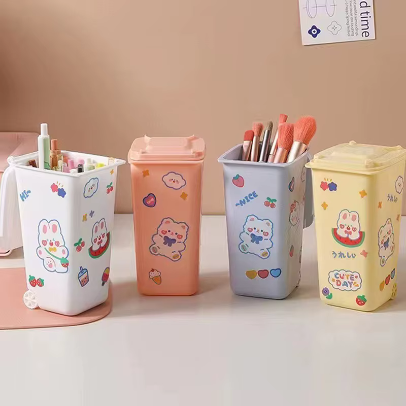 Mini poubelle de bureau 4 couleurs, boîte de rangement des déchets, Table basse de salon avec couvercle, petit panier en papier, sac poubelle en plastique