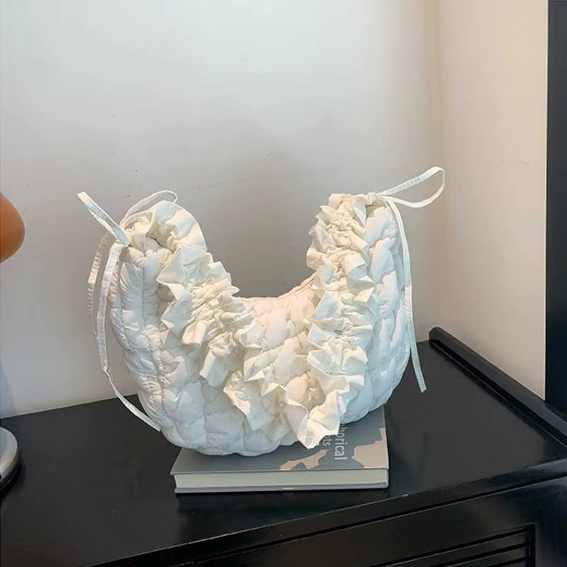Sac à main nuage à bulles pour femmes, grand sac à main rembourré matelassé solide, fermeture à glissière créative, sangle initiée réglable, fête d'été
