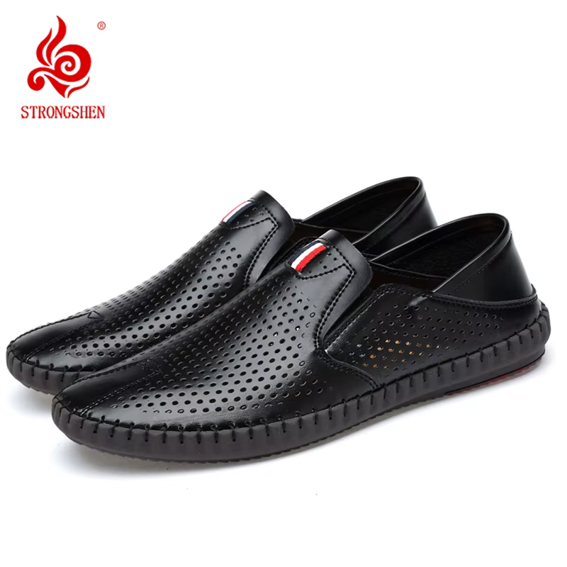 STRONGSHEN été hommes chaussures décontracté marque de luxe en cuir