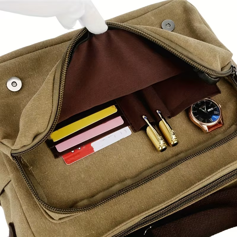 Sac messager en toile rétro pour hommes, grand sac à bandoulière, sac à bandoulière décontracté pour accrocher les déplacements quotidiens, sac d'école, sacs d'université