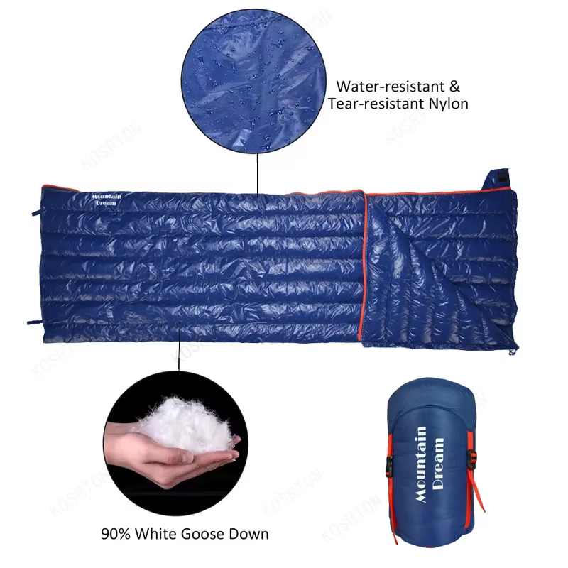 Sac de couchage de Camping en plein air 90% duvet d'oie adulte Type d'enveloppe ultraléger Portable sac